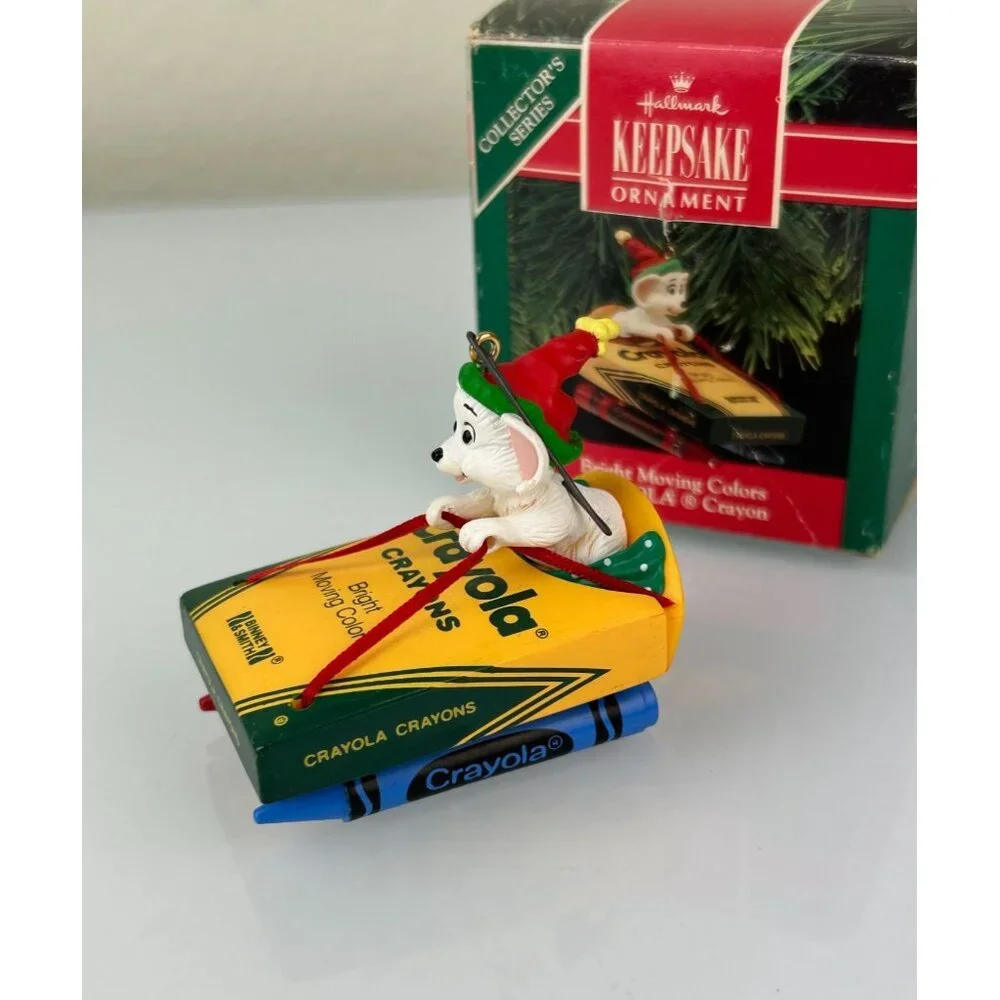 Hallmark Keepsake Ornament Crayola Crayon Bright Moving Colors Christmas Sled